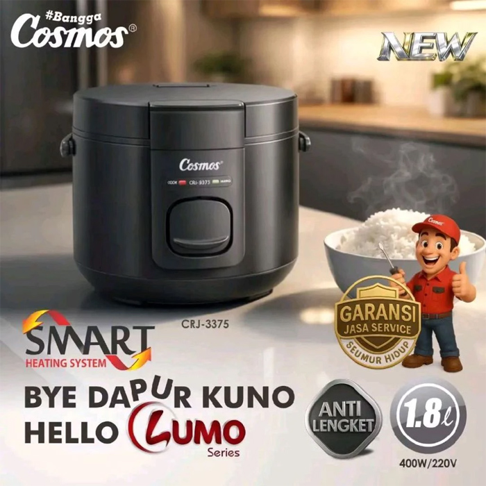 Cosmos Rice Cooker Non Stick 1.8 L Hitam - CRJ3375B | CRJ-3375B 